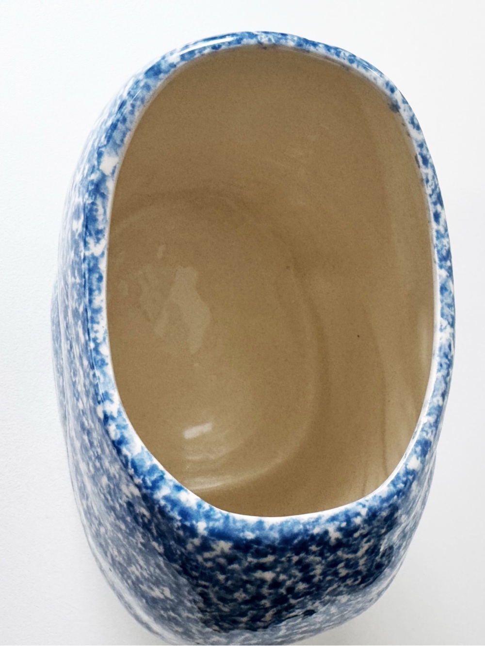 N.S. Gustin Co Blue Spongeware Porcelain Cat Cookie Jar - Picture 9 of 9